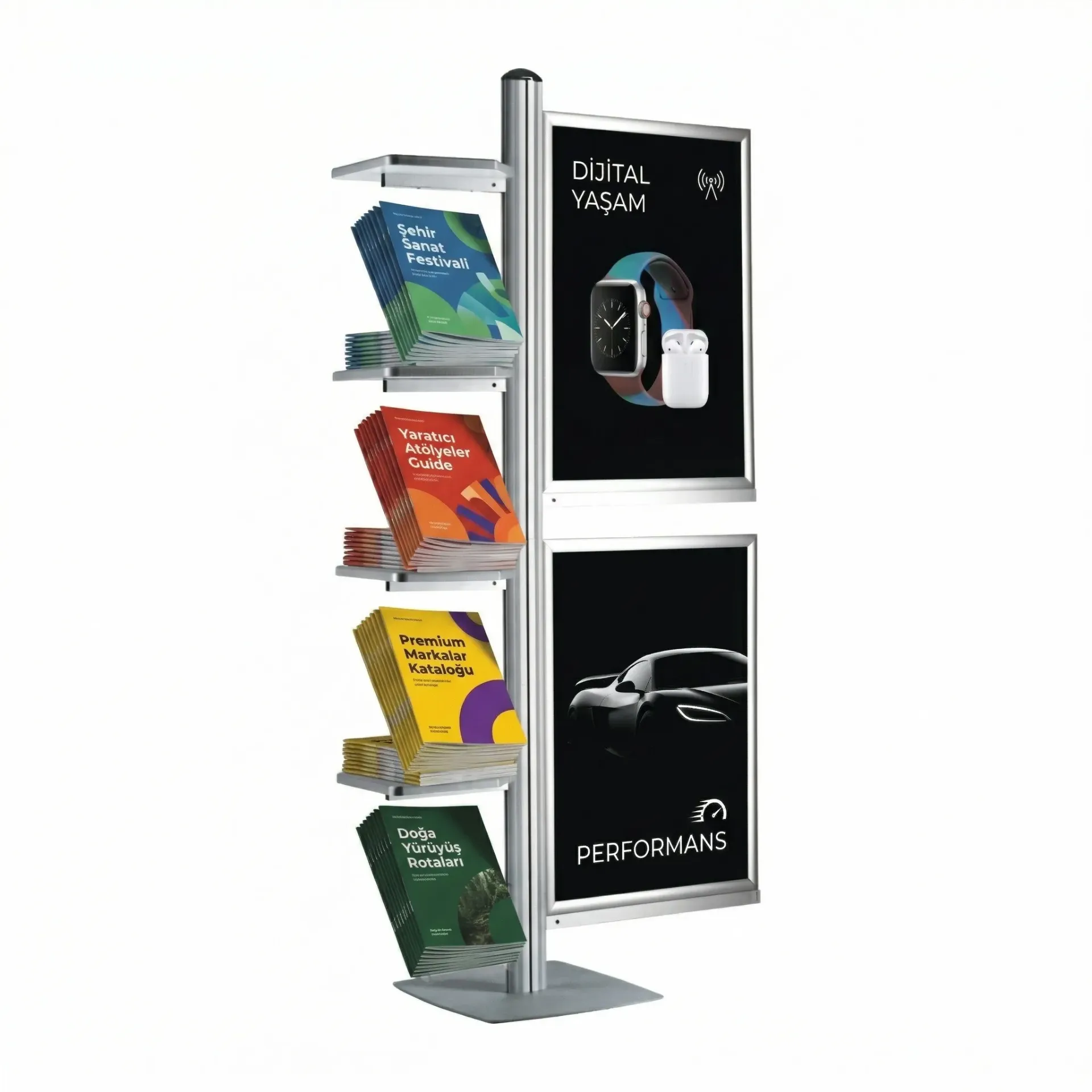 Çoklu Sunum Standı “Sürgülü Çerçeveli ve Raflı”